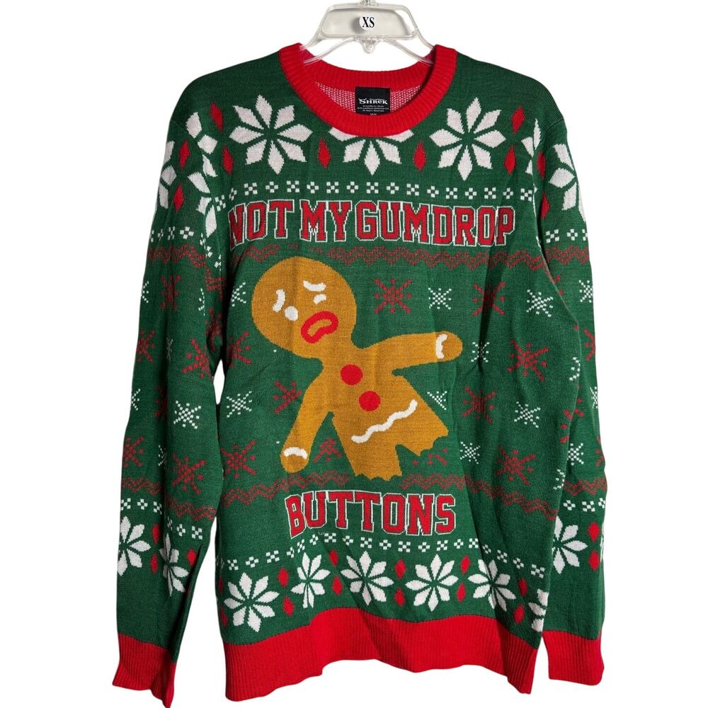 Dream Works SHREK Sweater NEW "Not My Gumdrop Buttons" Christmas Size M